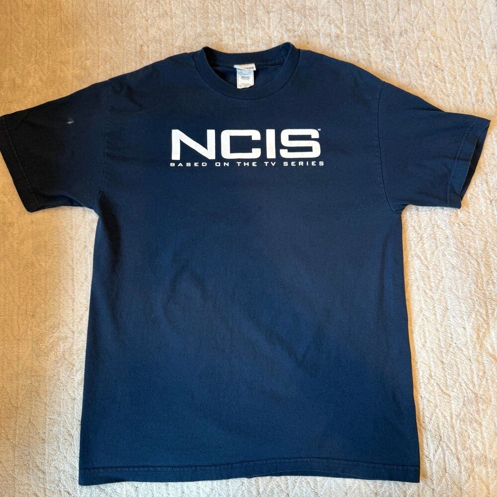 Classic NCIS Shirt Mens Large Navy Blue Spell Out Tee Shirt Sz L